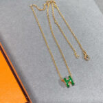 【Valleron Jewelry】POP H GREEN NECKLACE SILVER AND GOLD - Image 3