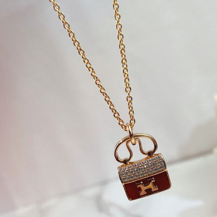 【Valerone Jewelry】CONSTANCE RED PEDANT PINK GOLD NECKLACE - Image 1