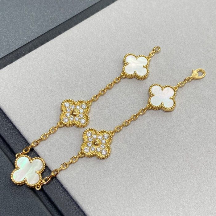 【Valleron Jewelry】CLOVER BRACELET 5 MOTIF WHITE MOP DIAMOND - Image 2