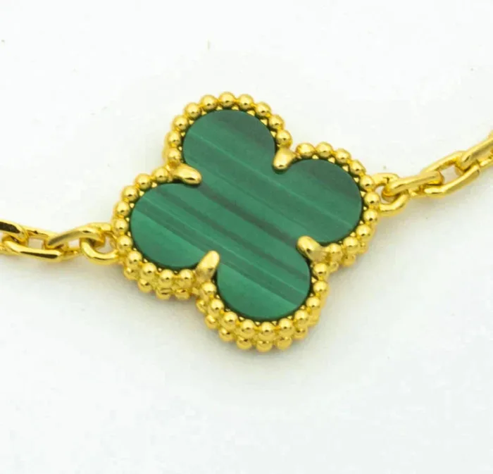 【Valeron Jewelry】CLOVER  5 MOTIF MALACHITE DIAMOND BRACELET - Image 8