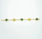 【Valeron Jewelry】CLOVER  5 MOTIF MALACHITE DIAMOND BRACELET - Image 9