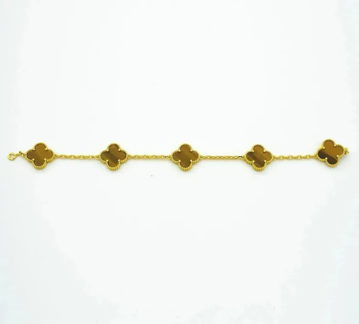 【Valerone Jewelry】CLOVER  5 MOTIFS TIGER EYE BRACELET - Image 9