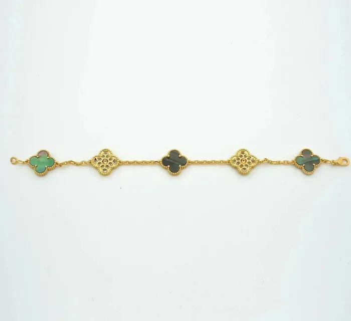 【Valleron Jewelry】CLOVER 5 MOTIF GRAY MOP DIAMOND BRACELET - Image 5