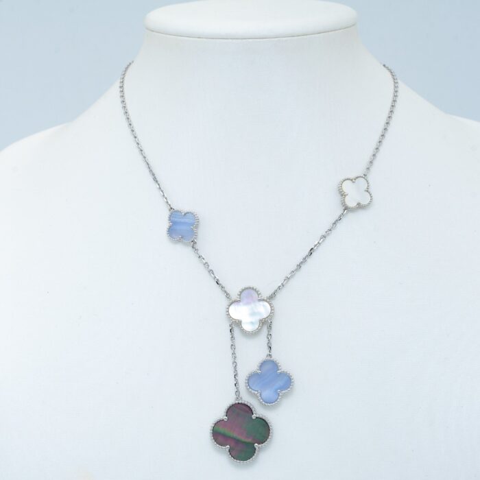 【Valeron Jewelry】CLOVER MOP CHALCEDONY NECKLACE SILVER 6 MOTIF - Image 1