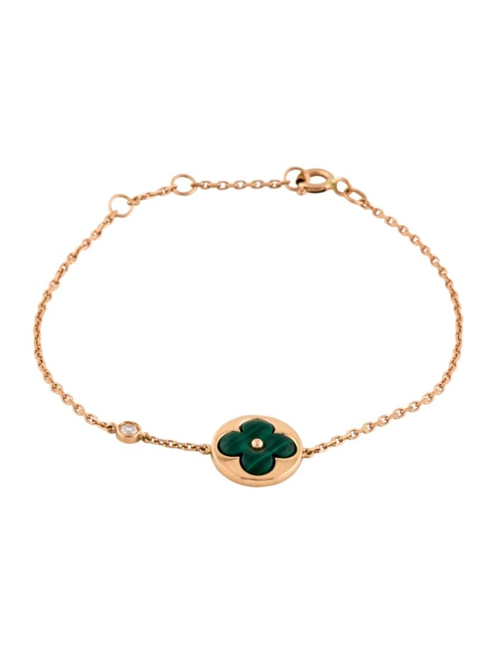 【Valeron Jewelry】SUN MALACHITE 1 DIAMOND PINK GOLD BRACELET - Image 2