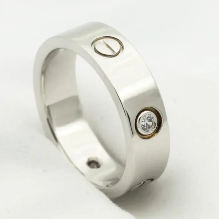 【Valerone Jewelry】LOVE RING 5.5MM 3 DIAMONDS SILVER - Image 1