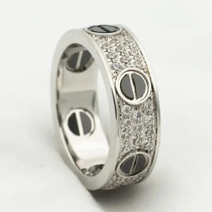 【Valerone Jewelry】LOVE RING 5.5MM DIAMONDS PAVED CERAMIC - Image 1