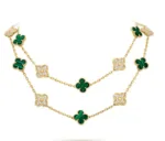 【Valleron Jewelry】CLOVER 20 MOTIFS MALACHITE DIAMOND NECKLACE