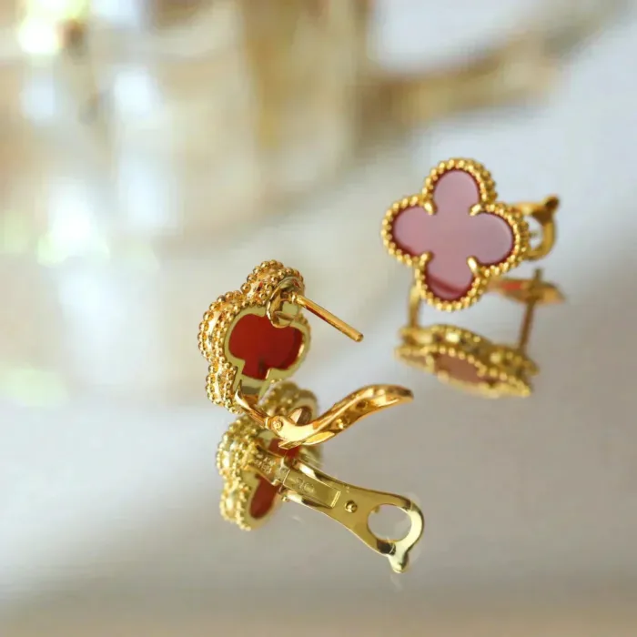 【Valeron Jewelry】CLOVER MEDIUM 1 MOTIFS CARNELIAN  EARRINGS - Image 12