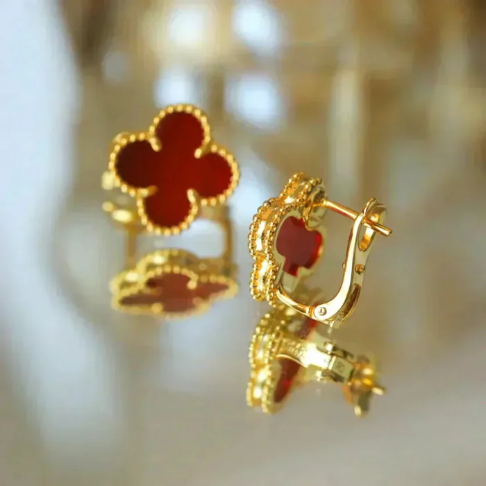 【Valeron Jewelry】CLOVER MEDIUM 1 MOTIFS CARNELIAN  EARRINGS - Image 13