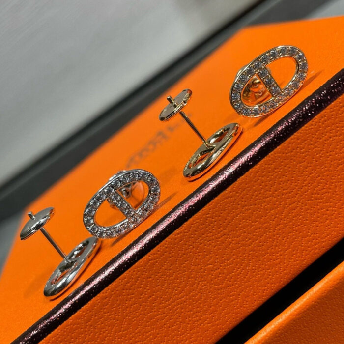 【Valeron Jewelry】HM FULL DIAMOND PIG NOSE STUD EARRINGS - Image 3