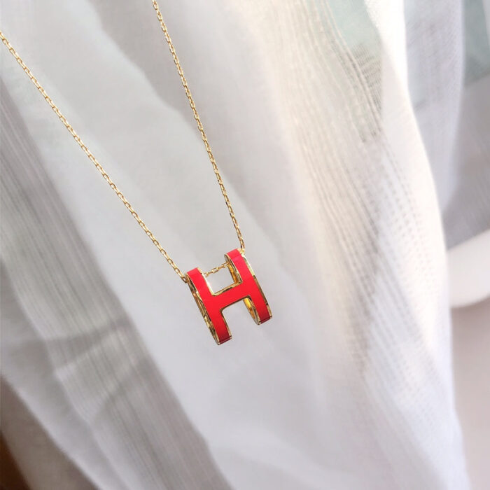 【Valleron Jewelry】HM CLIC RED ENAMEL GOLD NECKLACE - Image 3