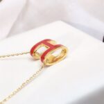 【Valleron Jewelry】HM CLIC RED ENAMEL GOLD NECKLACE - Image 5