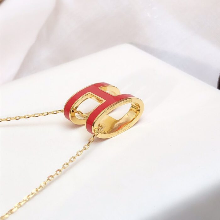 【Valleron Jewelry】HM CLIC RED ENAMEL GOLD NECKLACE - Image 5