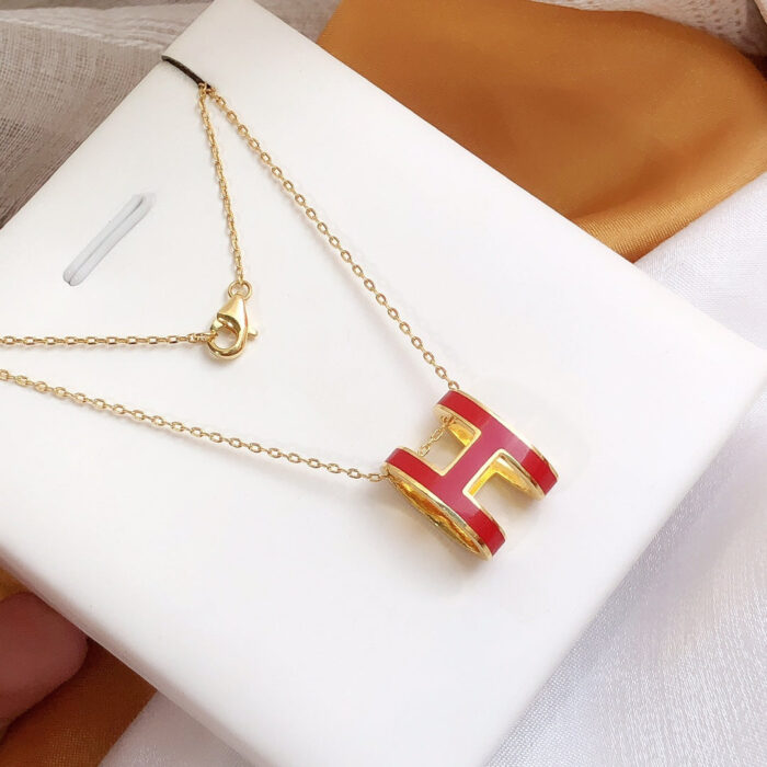 【Valleron Jewelry】HM CLIC RED ENAMEL GOLD NECKLACE - Image 8