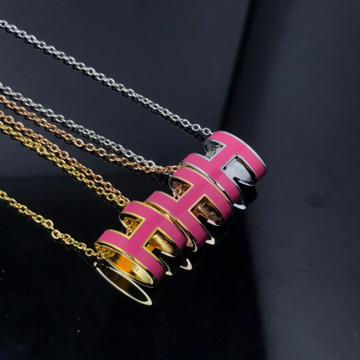 【Valleron Jewelry】H NECKLACE PINK - Image 2