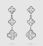 【Valeron Jewelry】CLOVER 3 MOTIF DIAMOND SILVER DROP EARRINGS