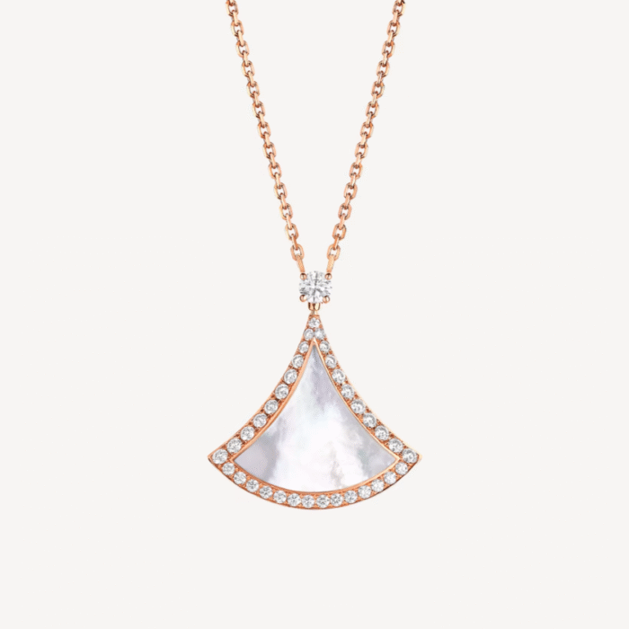 【Valerone Jewelry】DREAM MOP DIAMOND PAVED PINK GOLD NECKLACE - Image 1