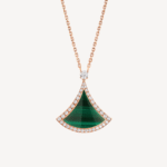 【Valerone Jewelry】DREAM MALACHITE DIAMOND PAVED PINK GOLD NECKLACE
