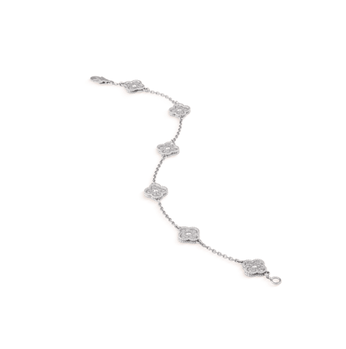 【Valleron Jewelry】CLOVER 6 MOTIF SILVER DIAMOND BRACELET - Image 3
