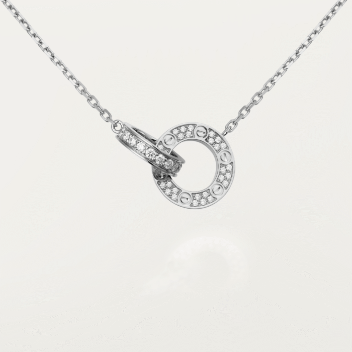 【Valleron Jewelry】LOVE 7.6MM NECKLACE ROSE GOLD AND SILVER  FULL DIAMOND - Image 7