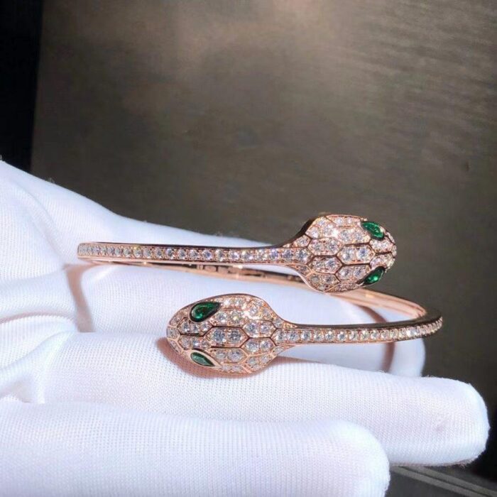 【Valeron Jewelry】SERPENTI BRACELET PINK GOLD MALACHITE DIAMOND DOUBLE SNAKE - Image 2