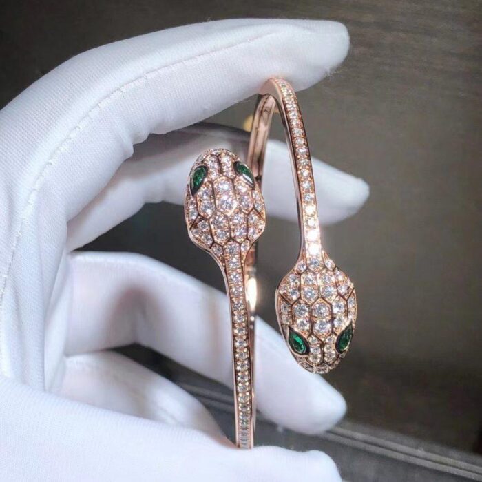 【Valeron Jewelry】SERPENTI BRACELET PINK GOLD MALACHITE DIAMOND DOUBLE SNAKE - Image 4