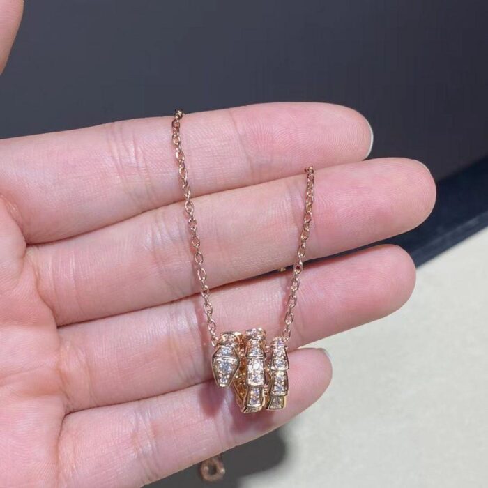 【Valleron Jewelry】SERPENTI PINK GOLD NECKLACE DOUBLE RING DIAMOND - Image 5