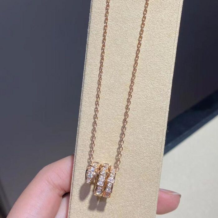 【Valleron Jewelry】SERPENTI PINK GOLD NECKLACE DOUBLE RING DIAMOND - Image 6