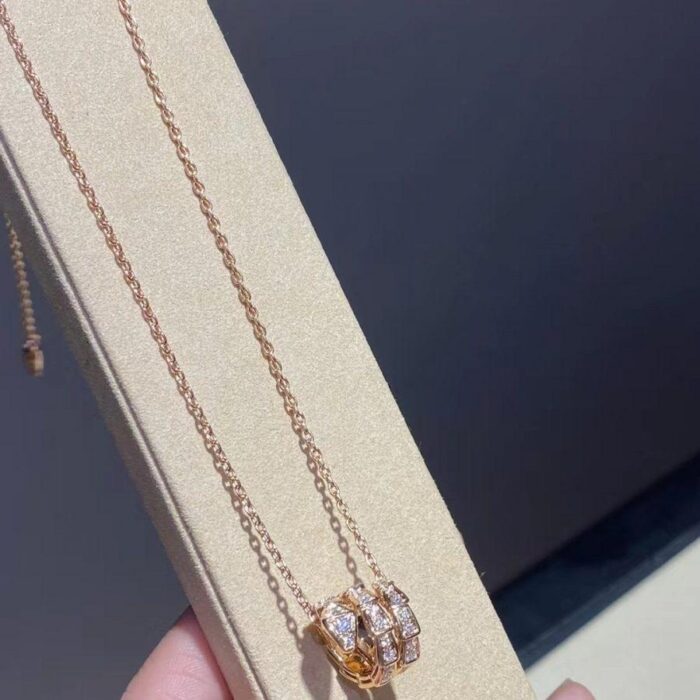 【Valleron Jewelry】SERPENTI PINK GOLD NECKLACE DOUBLE RING DIAMOND - Image 7