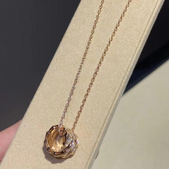 【Valleron Jewelry】SERPENTI PINK GOLD NECKLACE DOUBLE RING DIAMOND - Image 8