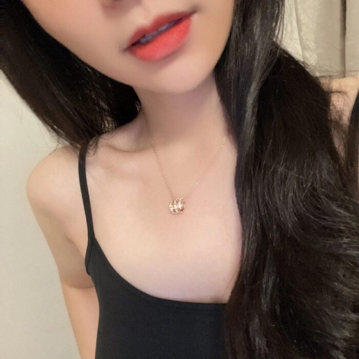 【Valleron Jewelry】SERPENTI PINK GOLD NECKLACE DOUBLE RING DIAMOND - Image 9