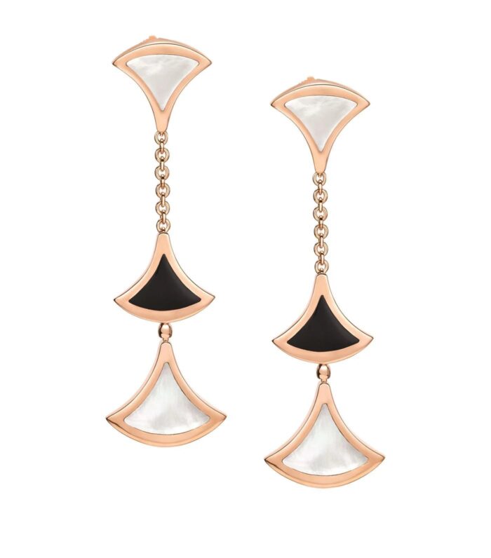 【Valeron Jewelry】DREAM EARRINGS 3 MOTIFS ONYX MOP PINK GOLD - Image 2