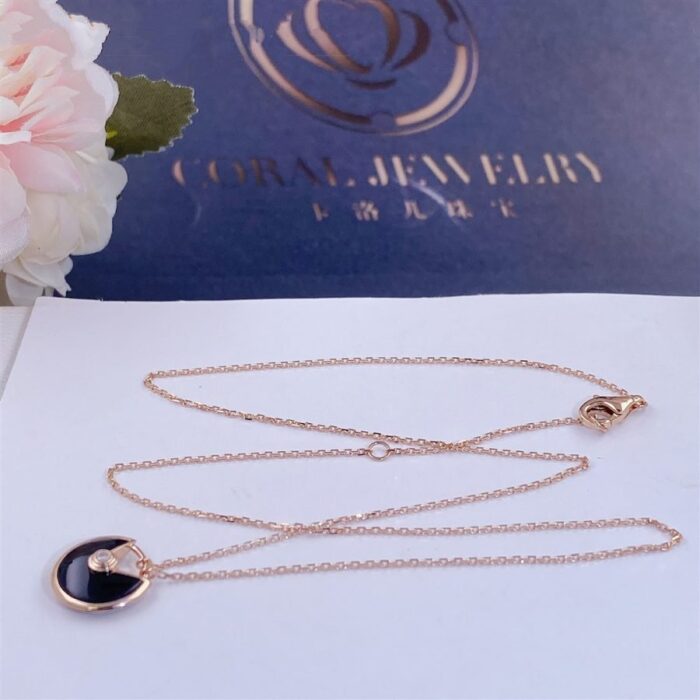 【Valleron Jewelry】AMULETTE ROSE GOLD ONYX NECKLACE - Image 2