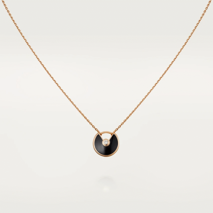 【Valleron Jewelry】AMULETTE ROSE GOLD ONYX NECKLACE - Image 1