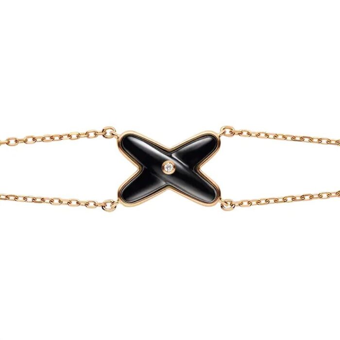 【Valeron Jewelry】JEUX BRACELET ONYX PINK GOLD 1 DIAMOND - Image 1
