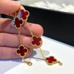 【Valleron Jewelry】CLOVER 5 MOTIFS RED AGATE  BRACELET - Image 9