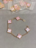 【Valeron Jewelry】CLOVER 5 MOTIFS Pink  AGATE  BRACELET - Image 10