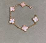 【Valeron Jewelry】CLOVER 5 MOTIFS Pink  AGATE  BRACELET - Image 3