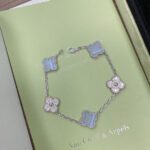 【Valerone Jewelry】CLOVER  5 MOTIF DIAMOND PURPLE CHALCEDONY BRACELET SILVER - Image 2