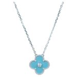 【Valleron Jewelry】CLOVER 15MM DIAMOND SVRES PORCELAIN  NECKLACE SILVER