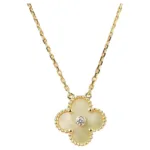 【Valleron Jewelry】CLOVER 15MM DIAMOND GOLD MOTHER OF PEARL NECKLACE
