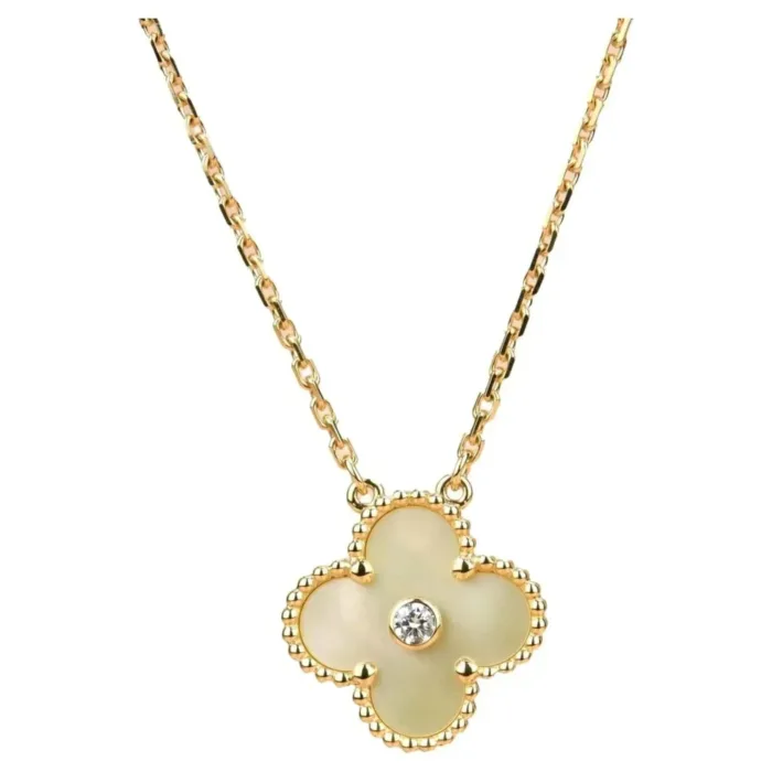 【Valleron Jewelry】CLOVER 15MM DIAMOND GOLD MOTHER OF PEARL NECKLACE - Image 1