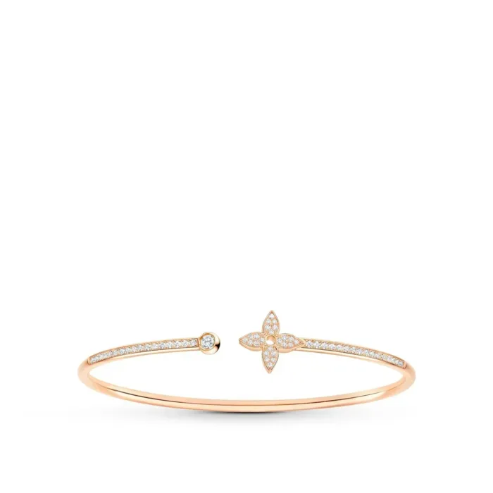 【Valleron Jewelry】IDYLLE PINK GOLD OPEN BRACELET DIAMOND PAVED - Image 1