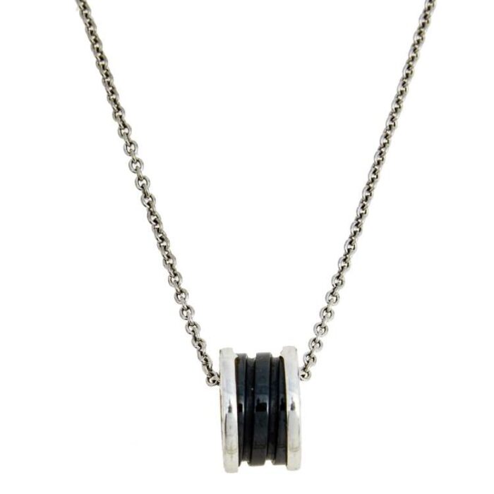 【Valerone Jewelry】ZERO 1 BLACK CERAMIC SILVER NECKLACE - Image 2