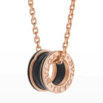 【Valerone Jewelry】ZERO 1 BLACK CERAMIC PINK GOLD NECKLACE - Image 2