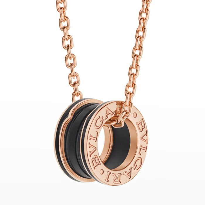 【Valerone Jewelry】ZERO 1 BLACK CERAMIC PINK GOLD NECKLACE - Image 2