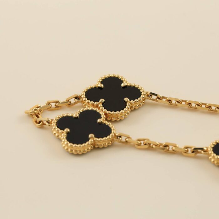 【Valerone Jewelry】CLOVER  5 MOTIFS BLACK ONYX BRACELET - Image 4