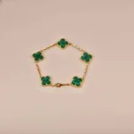 【Valleron Jewelry】CLOVER 5 MOTIFS MALACHITE BRACELET - Image 7