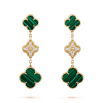 【Valeron Jewelry】CLOVER EARRINGS GOLD MALACHITE DIAMOND 3 MOTIF - Image 2